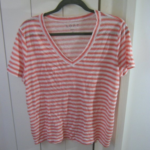 LOFT Striped Linen T-shirt - Picture 1 of 3